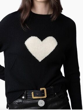 Zadig & Voltaire Lily Heart 100% Cashmere Sweater Sz S